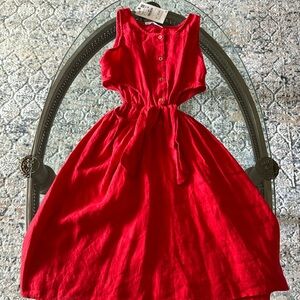 Zara Red Linen Dress, 11-12 years, 152 cm